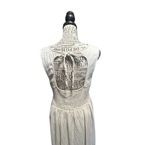Sincerely Jules Dress Large Linen Blend Ivory Cut Outs Beachy Summer Vacation - Picture 5 of 8